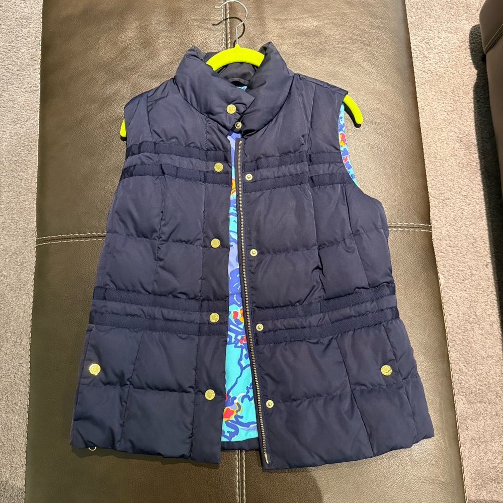 Lilly Pulitzer Navy Isabelle Puffer Vest